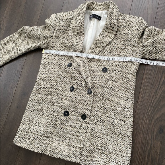 ZARA Double Breasted Relaxed Tweed Blazer - Picture 8 of 13